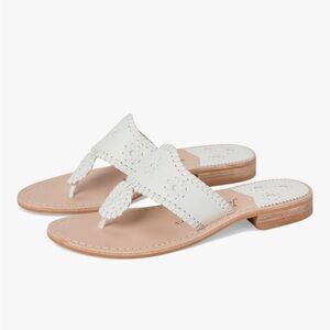Jack Rogers White and Tan Sandals with Sparkling Detail
